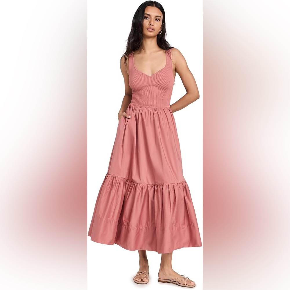 Tanya Taylor's Josephina midi-dress in Cool Rose